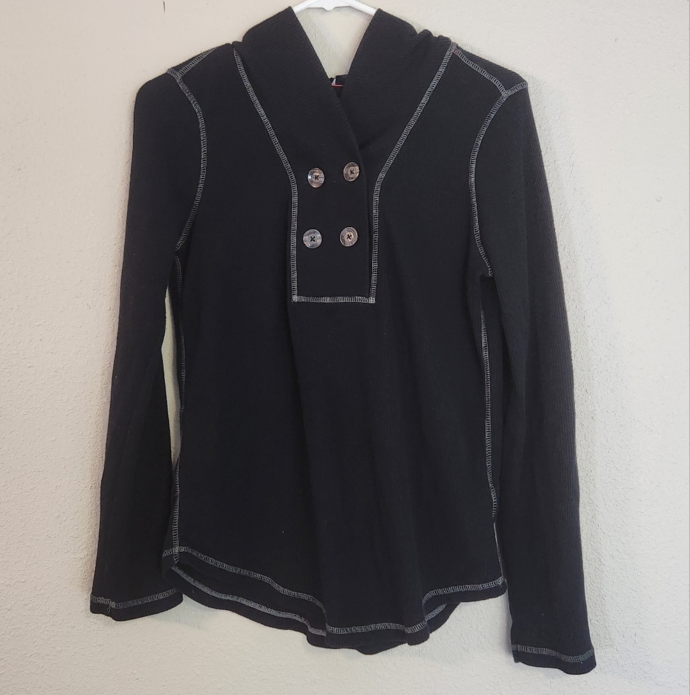 Tommy Hilfiger Waffle Knit Hooded Long Sleeve Top Size M